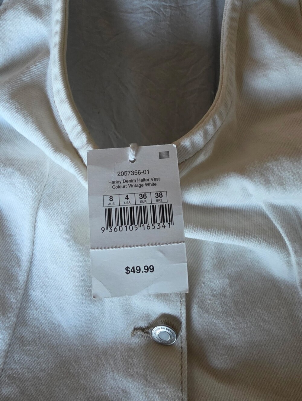 Cotton On Cream Halter Button-Front Camisole - Picture 6 of 6